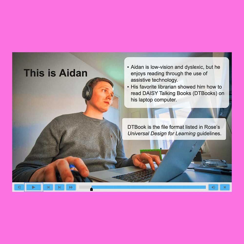Screen shot from an Adobe Captivate presentation on EPUB
