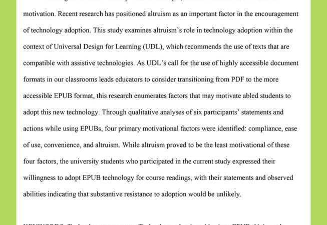 Abstract from my research on altruism's role in technology adoption.